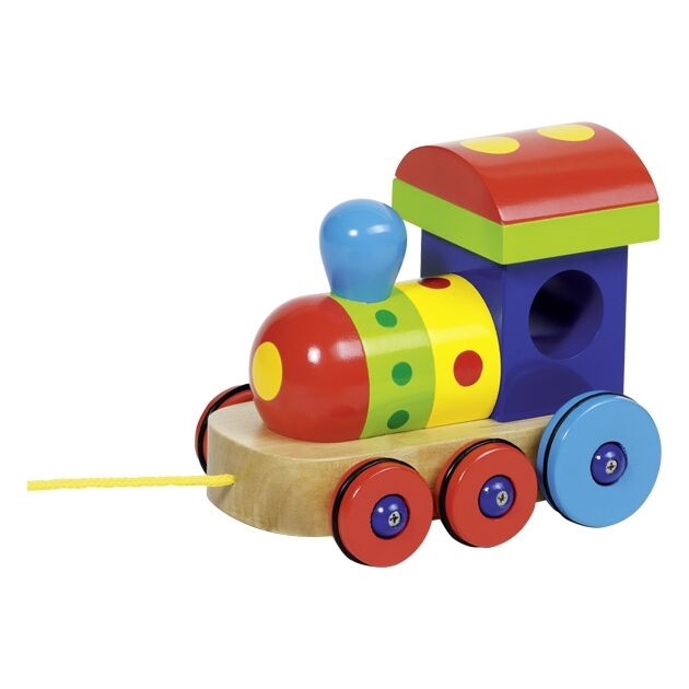 Дерев'яна каталка goki Локомотив Барселона, фото  | SNABZHENIE.com.ua