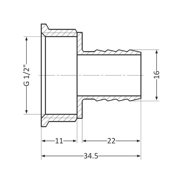 Штуцер SD Plus 16х1/2" ВР SD4261516, фото , зображення 2 | SNABZHENIE.com.ua