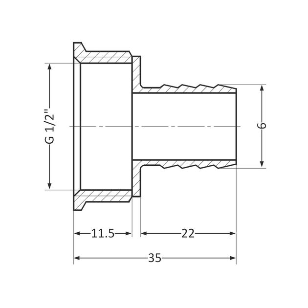 Штуцер SD Plus 6х1/2" ВР SD426156, фото , изображение 2 | SNABZHENIE.com.ua