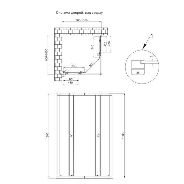 Душевая кабина Qtap Pisces CRM109-11SP5 90-105 см, стекло Pear 5 мм, фото , изображение 2 | SNABZHENIE.com.ua