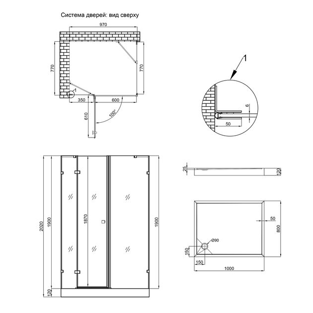 Душевая кабина Qtap Capricorn CRM1018RC6 с поддоном Tern 100x80 см, фото , изображение 2 | SNABZHENIE.com.ua