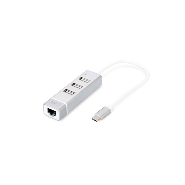 Хаб DIGITUS USB-C > 3xUSB-A/RJ45, фото , изображение 2 | SNABZHENIE.com.ua