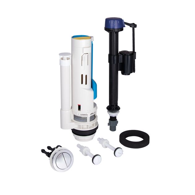 Комплект арматуры для бачка унитаза с кнопкой смыва и клапаном 3/6L, фото  | SNABZHENIE.com.ua