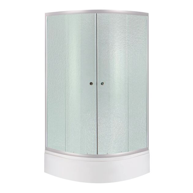 Душова кабіна полукругла Lidz Latwa SC90x90.SAT.MID.FR з скла Frost 4 мм + Душовий піддон Lidz KAPIELKA ST90x90x26 з панеллю, фото  | SNABZHENIE.com.ua