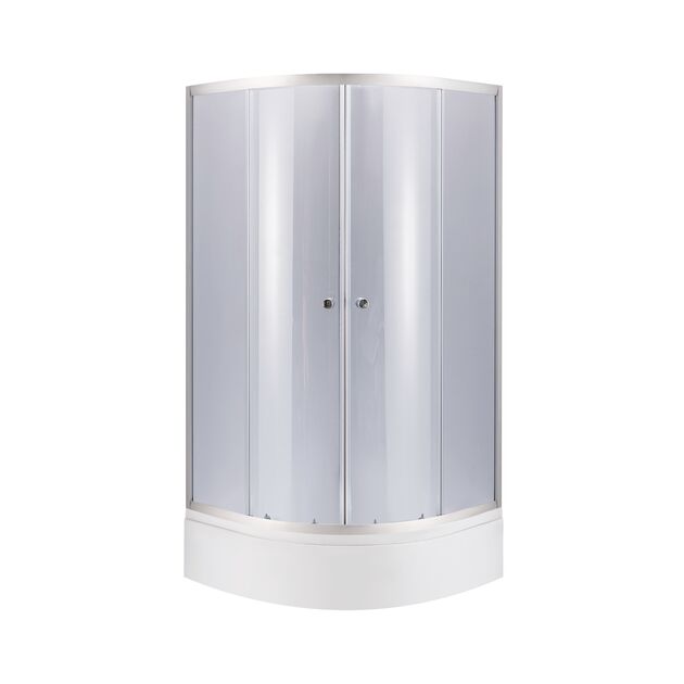 Душова кабіна полукругла Lidz Latwa SC80x80.SAT.MID.GR + Душовий піддон Lidz KAPIELKA ST80x80x26 з панеллю, фото  | SNABZHENIE.com.ua