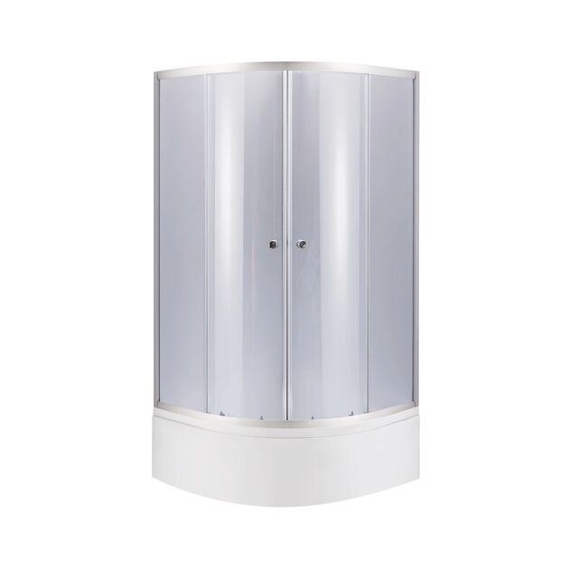 Душова кабіна полукругла Lidz Latwa SC80x80.SAT.HIGH.GR з тонким склом 4 мм + Душовий піддон Lidz KAPIELKA ST80x80x41 з панеллю., фото  | SNABZHENIE.com.ua