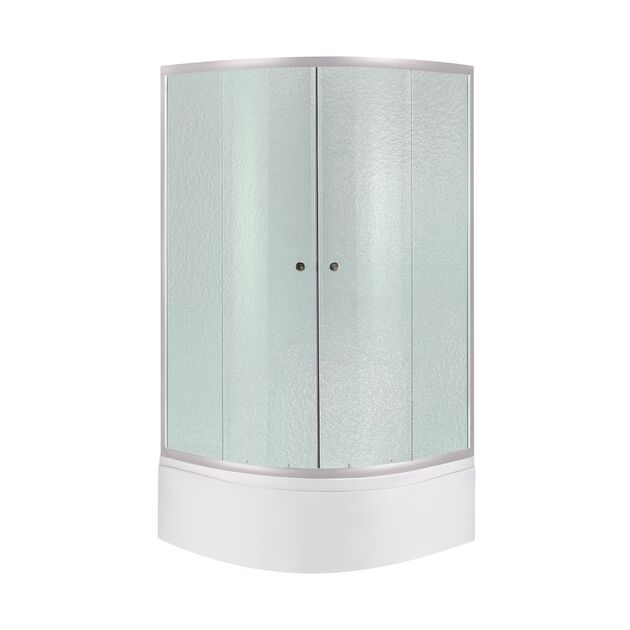 Душова кабіна полукругла Lidz Latwa SC80x80.SAT.HIGH.FR з матовим склом 4 мм + Душовий піддон Lidz KAPIELKA ST80x80x41 з панеллю, фото  | SNABZHENIE.com.ua