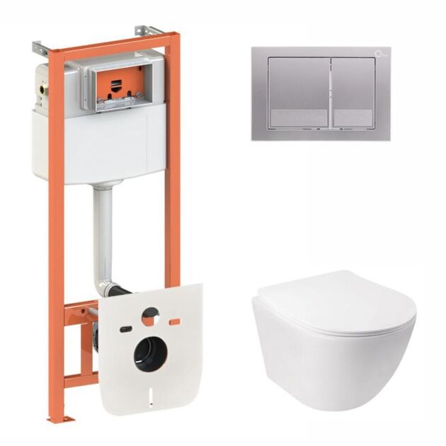 Унитаз Qtap Jay Ultra Quiet + комплект инсталляции Nest 4в1 Satin, фото  | SNABZHENIE.com.ua