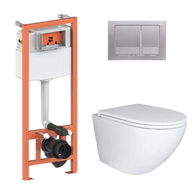 Комплект: Qtap Robin Ultra Quiet подвесной унитаз QT1333046EUQW + инсталляция 4в1 QT0133M425 + QT0111M06029SAT, фото  | SNABZHENIE.com.ua