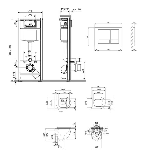 Комплект: Qtap Robin Ultra Quiet подвесной унитаз QT1333046EUQW + инсталляция 4в1 QT0133M425 + QT0111M06029SAT, фото , изображение 2 | SNABZHENIE.com.ua
