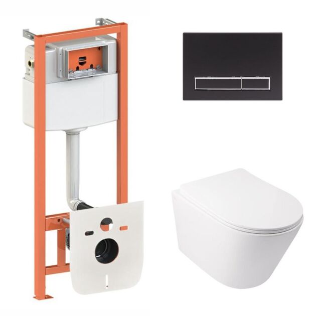 Комплект: унитаз Qtap Swan Ultra Quiet + инсталляция Nest 4в1 Black mat, фото  | SNABZHENIE.com.ua