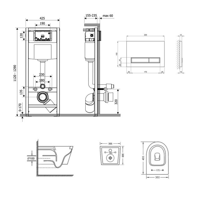 Комплект: унитаз Qtap Swan Ultra Quiet + инсталляция Nest 4в1 Black mat, фото , изображение 2 | SNABZHENIE.com.ua