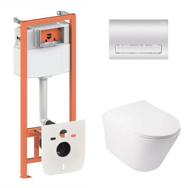 Комплект: Унитаз Qtap Swan Ultra Quiet QT16335179W + Инсталляция Nest QT0133M425 + M08381CRM, фото  | SNABZHENIE.com.ua