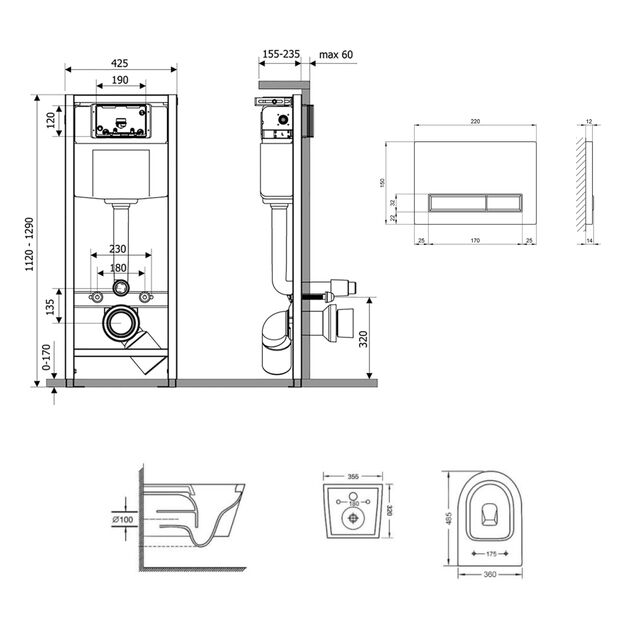 Комплект: Унитаз Qtap Swan Ultra Quiet QT16335179W + Инсталляция Nest QT0133M425 + M08381CRM, фото , изображение 2 | SNABZHENIE.com.ua