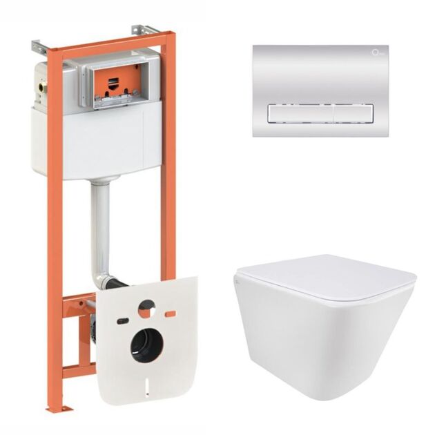 Комплект: унитаз Qtap Tern Ultra Quiet QT1733052EUQW + инсталляция 4в1 QT0133M425 + QT0111M08381CRM, фото  | SNABZHENIE.com.ua