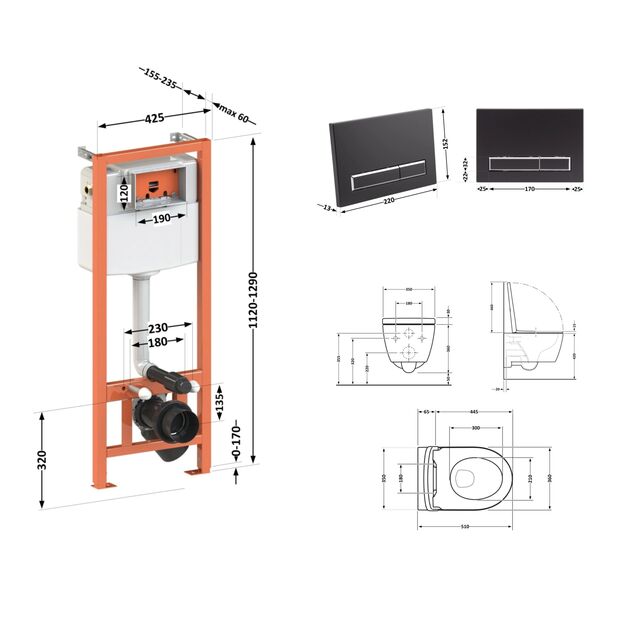 Комплект: унитаз Qtap Scorpio Ultra Quiet + инсталляция Nest 4в1 Black матовый, фото , изображение 2 | SNABZHENIE.com.ua