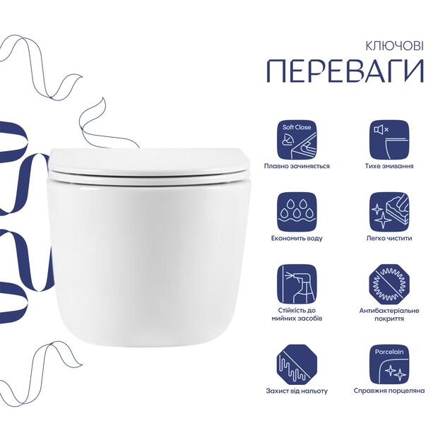 Унитаз Qtap Taurus безободковый с сиденьем Soft-close QT2433084EUQW, фото , изображение 3 | SNABZHENIE.com.ua
