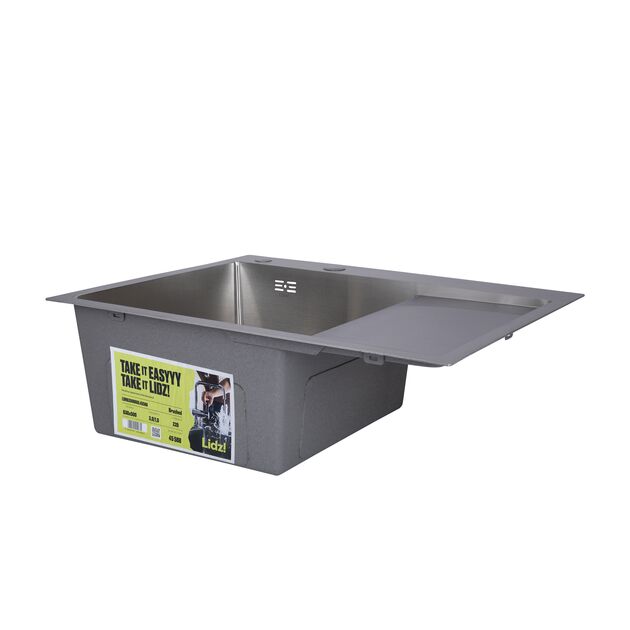 Мийка для кухні з крилом інтегрована права Lidz Handmade H6350R (LDH6350BRUR45587) Нержавіюча сталь 3,0/1,0 мм, фото , зображення 3 | SNABZHENIE.com.ua