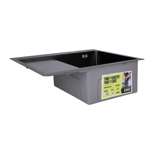 Мойка кухонная с крылом левая Lidz Handmade H6350BL, Черный PVD, фото , изображение 3 | SNABZHENIE.com.ua