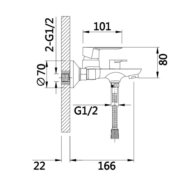 Смеситель для ванни Lidz Latwa 006 з душовим гарнітуром (k35) LDLAT006WHI45424 Білий, фото , зображення 2 | SNABZHENIE.com.ua