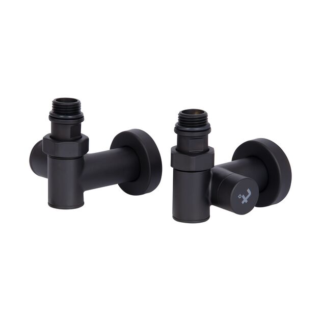 Комплект кранов Thermo Alliance Standart 1/2" черный, для полотенцесушителя угловой SF395W15HEB, фото  | SNABZHENIE.com.ua