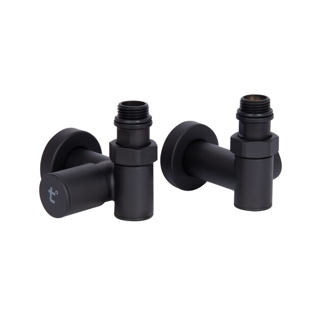 Комплект кранов Thermo Alliance Standart 1/2" черный, для полотенцесушителя угловой SF395W15HEB, фото , изображение 3 | SNABZHENIE.com.ua