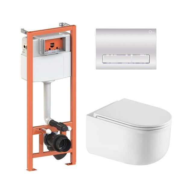 Комплект: Унитаз Qtap Taurus Ultra Quiet + Инсталляция Nest 4в1 Chrome, фото  | SNABZHENIE.com.ua