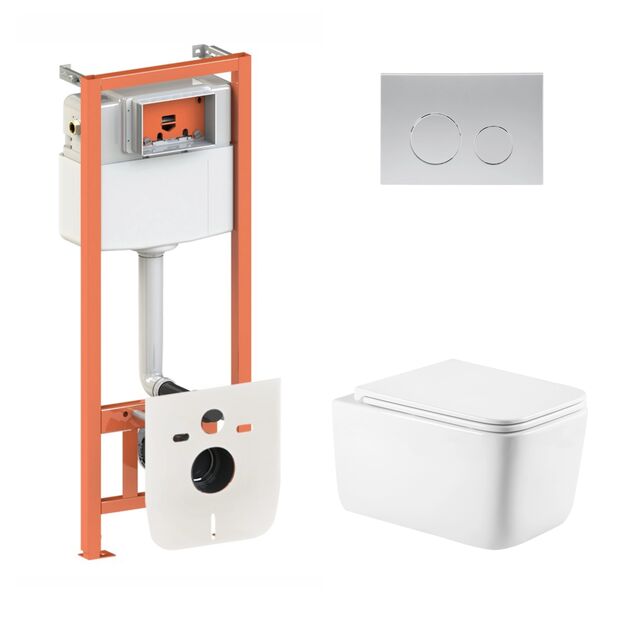 Комплект: Унитаз Qtap Gemini Ultra Quiet + Инсталляция Nest 4в1 Satin, фото  | SNABZHENIE.com.ua