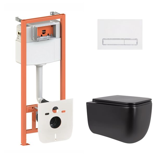 Унитаз Qtap Gemini Ultra Quiet QT2533076EUQMB + инсталляция Nest 4в1 QT0133M425+QT0111M08V1384W, фото  | SNABZHENIE.com.ua