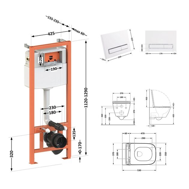 Унитаз Qtap Gemini Ultra Quiet QT2533076EUQMB + инсталляция Nest 4в1 QT0133M425+QT0111M08V1384W, фото , изображение 2 | SNABZHENIE.com.ua