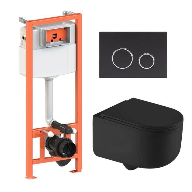 Комплект: унитаз Qtap Taurus Ultra Quiet и инсталляция 4в1 Black mat, фото  | SNABZHENIE.com.ua