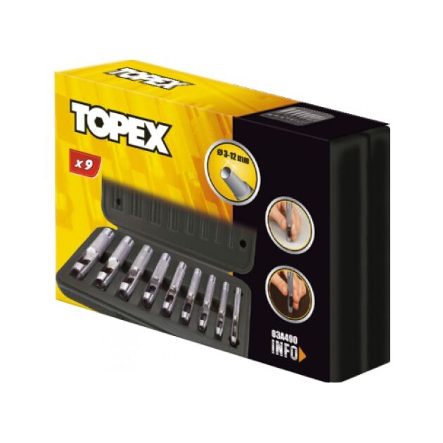 Крейцмейсель для отворів 3-12 мм, набір 9 шт.*1 уп. TOPEX, фото , зображення 3 | SNABZHENIE.com.ua