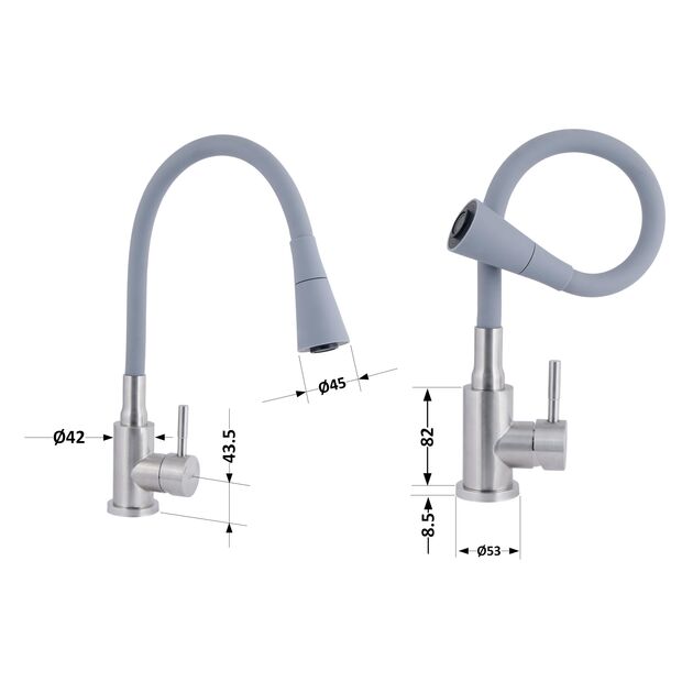 Смеситель для кухни Lidz Aria 015F31 с гибким изливом (k35) LDARI015F31GNK31871 GNK, фото , зображення 2 | SNABZHENIE.com.ua