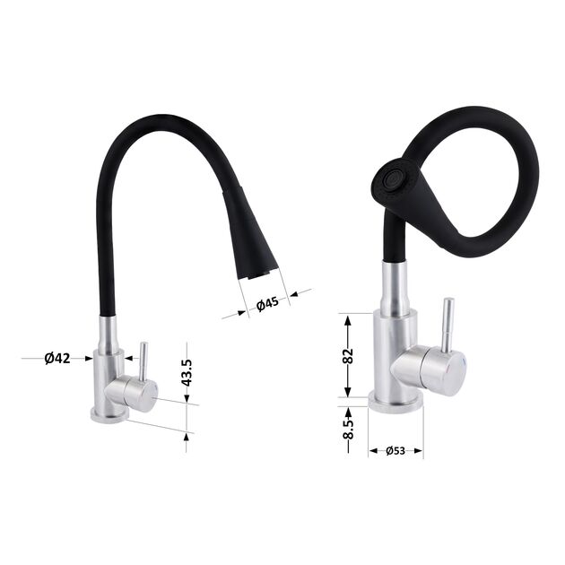 Смеситель для кухни Lidz Aria 015F31 с гибким изливом BNK, фото , изображение 2 | SNABZHENIE.com.ua