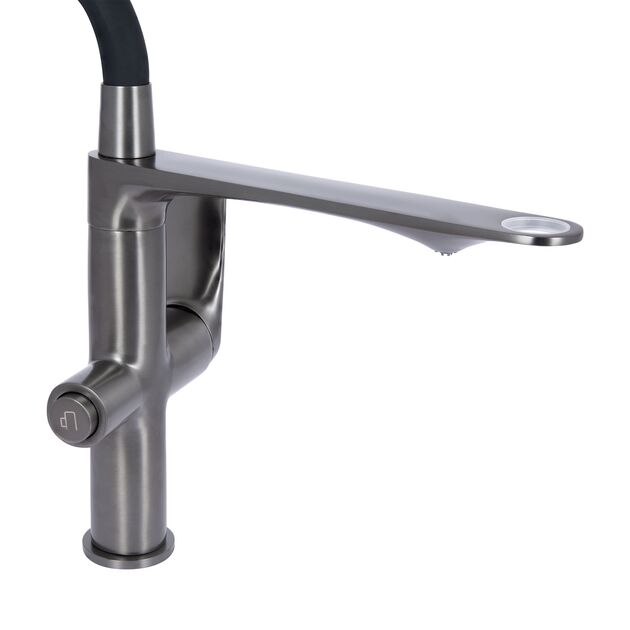 Смеситель Qtap Vlasta New с гибким изливом, Gunmetal Black PVD, фото , изображение 3 | SNABZHENIE.com.ua
