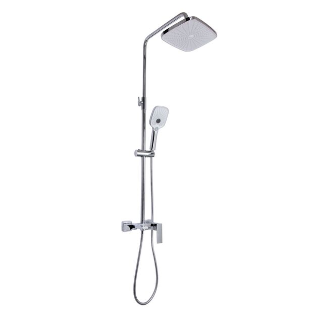 Душевая система Qtap Gemini на три потребителя с изливом, хром, фото  | SNABZHENIE.com.ua