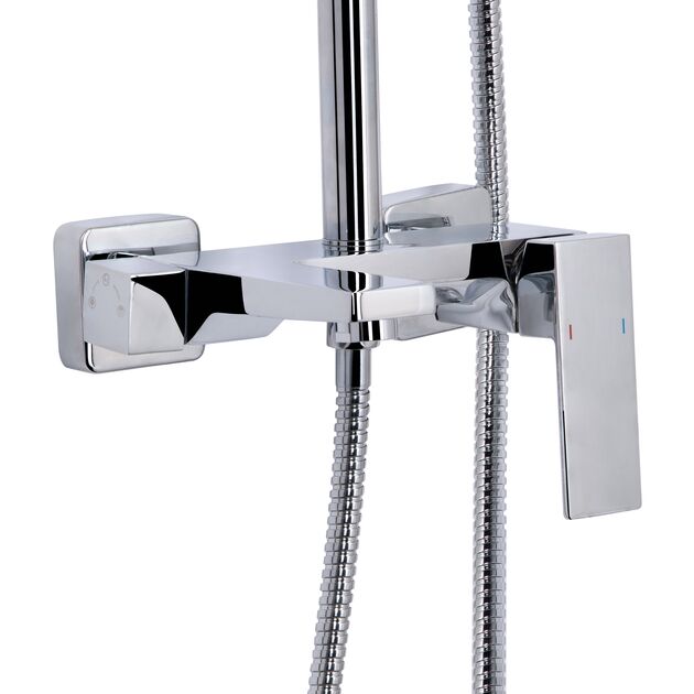 Душевая система Qtap Gemini на три потребителя с изливом, хром, фото , изображение 3 | SNABZHENIE.com.ua