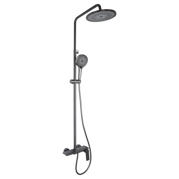 Душевая система Qtap Slavonice на 3 потребителя, Gunmetal Black PVD, фото  | SNABZHENIE.com.ua