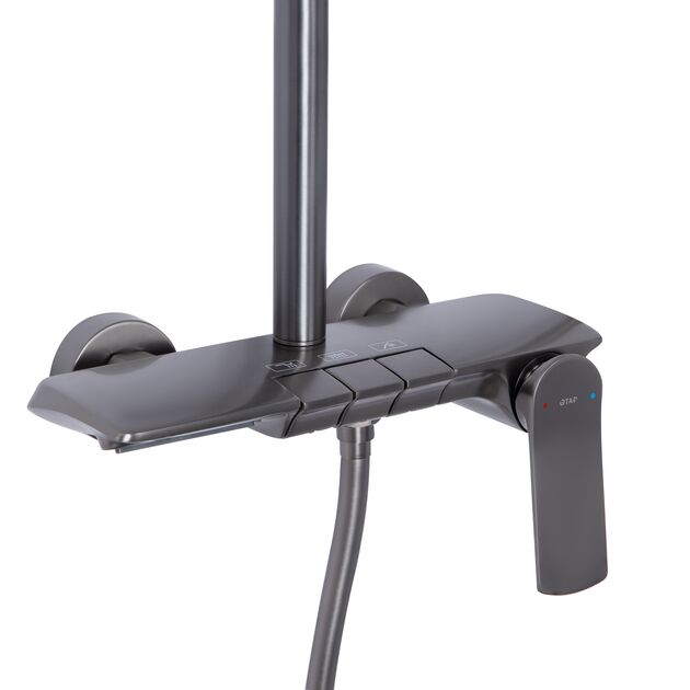 Душевая система Qtap Slavonice на 3 потребителя, Gunmetal Black PVD, фото , изображение 3 | SNABZHENIE.com.ua