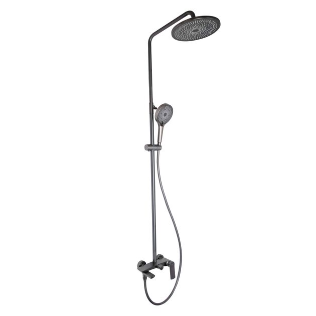 Душевая система Qtap Slavonice на три потребителя Gunmetal Black PVD, фото  | SNABZHENIE.com.ua