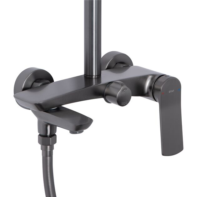 Душевая система Qtap Slavonice на три потребителя Gunmetal Black PVD, фото , изображение 3 | SNABZHENIE.com.ua