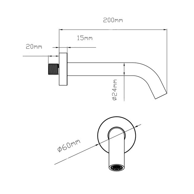 Излив Qtap Vytok 200 мм для скрытого монтажа, хромированный, фото , изображение 2 | SNABZHENIE.com.ua