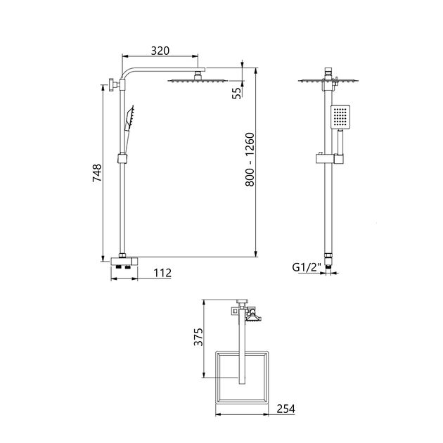 Душевая стойка универсальная Lidz Kubis 1120 на два потребителя LDKUB1120NKS46111 Nickel, фото , зображення 2 | SNABZHENIE.com.ua