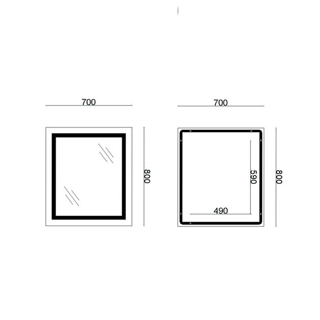 Зеркало Lidz Kubis 700х800 с LED-подсветкой Touch, с антизапотеванием, с диммером, рег. яркости Reverse LD78LF9048070, фото , зображення 2 | SNABZHENIE.com.ua