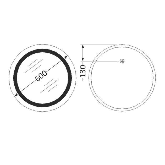 Зеркало Lidz Aria R600 с LED-подсветкой Touch, с антизапотеванием, с диммером, рег. яркости LD78LR600, фото , зображення 2 | SNABZHENIE.com.ua