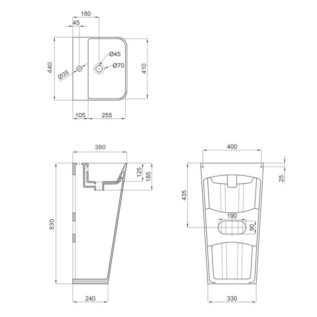 Раковина напольная моноблок Qtap Tern 440х380х830mm White QT1711G302WN, фото , зображення 2 | SNABZHENIE.com.ua