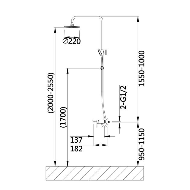 Душевая система Qtap Aries на три потребителя с изливом, хром, фото , изображение 2 | SNABZHENIE.com.ua