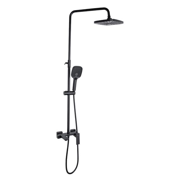 Душевая система Qtap Gemini на три потребителя, черный матовый QTGEM111BLM45686, фото  | SNABZHENIE.com.ua