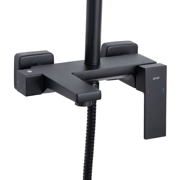 Душевая система Qtap Gemini на три потребителя, черный матовый QTGEM111BLM45686, фото , изображение 3 | SNABZHENIE.com.ua
