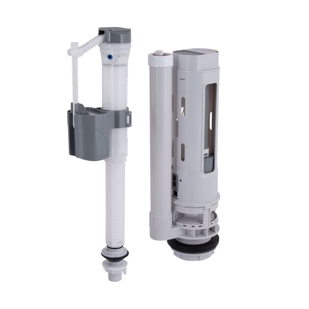 Qtap HY2 (Kalao) комплект арматуры для бачка унитаза с двойной круглой кнопкой смыва 4,8 см и клапаном нижней подачи воды, 3/6L CHR, фото  | SNABZHENIE.com.ua